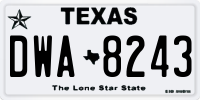 TX license plate DWA8243