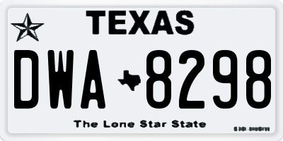 TX license plate DWA8298