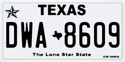 TX license plate DWA8609