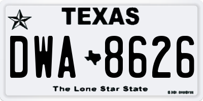 TX license plate DWA8626