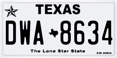 TX license plate DWA8634