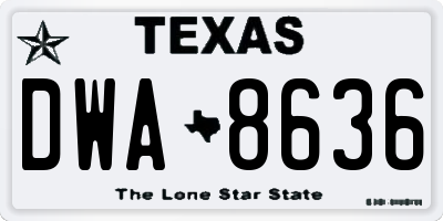 TX license plate DWA8636