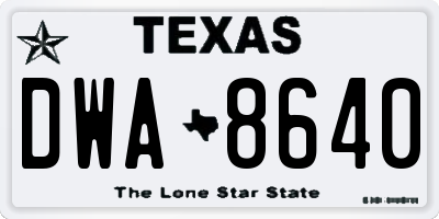 TX license plate DWA8640