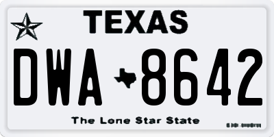 TX license plate DWA8642