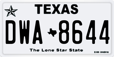 TX license plate DWA8644