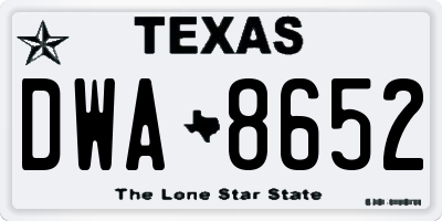 TX license plate DWA8652