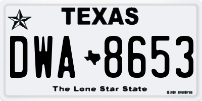 TX license plate DWA8653