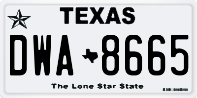 TX license plate DWA8665