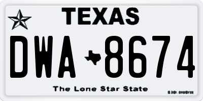 TX license plate DWA8674