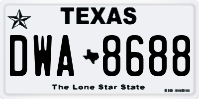 TX license plate DWA8688