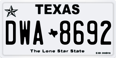 TX license plate DWA8692