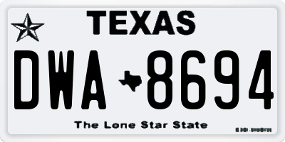 TX license plate DWA8694
