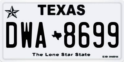 TX license plate DWA8699
