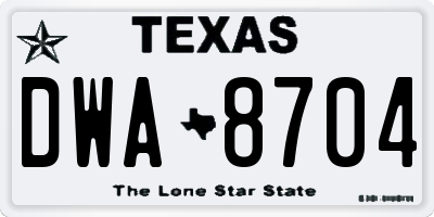 TX license plate DWA8704