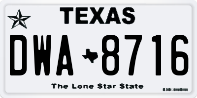 TX license plate DWA8716