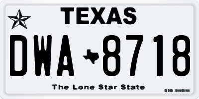 TX license plate DWA8718