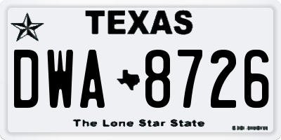 TX license plate DWA8726