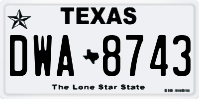 TX license plate DWA8743