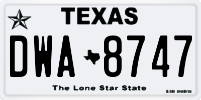 TX license plate DWA8747