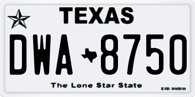TX license plate DWA8750