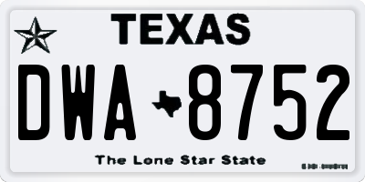 TX license plate DWA8752