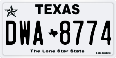 TX license plate DWA8774