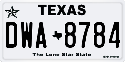 TX license plate DWA8784