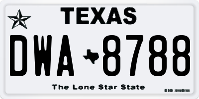 TX license plate DWA8788