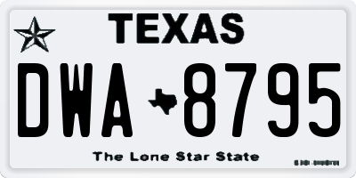TX license plate DWA8795