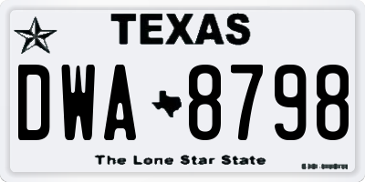 TX license plate DWA8798