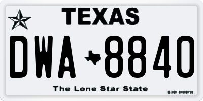 TX license plate DWA8840