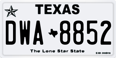 TX license plate DWA8852