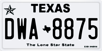 TX license plate DWA8875