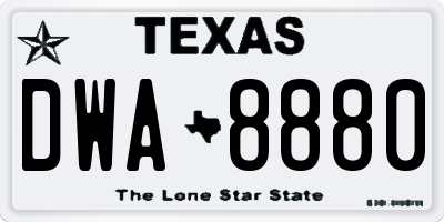 TX license plate DWA8880