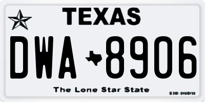TX license plate DWA8906