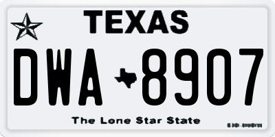 TX license plate DWA8907