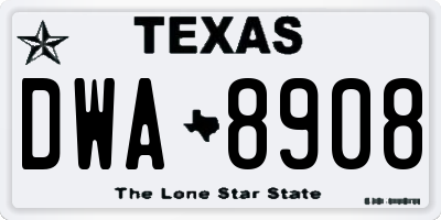 TX license plate DWA8908