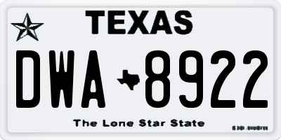 TX license plate DWA8922