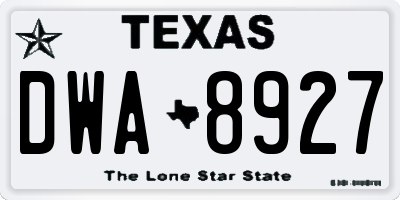 TX license plate DWA8927