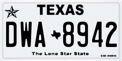 TX license plate DWA8942
