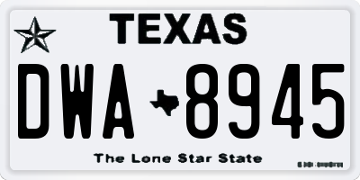 TX license plate DWA8945