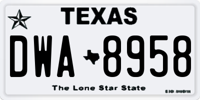 TX license plate DWA8958