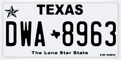 TX license plate DWA8963