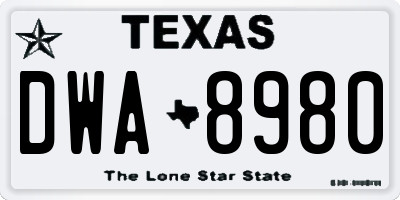 TX license plate DWA8980