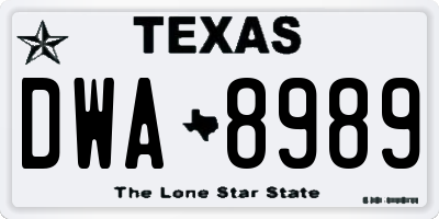 TX license plate DWA8989