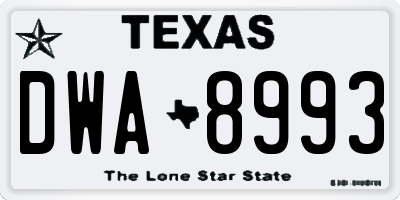 TX license plate DWA8993