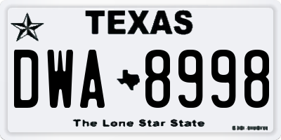 TX license plate DWA8998