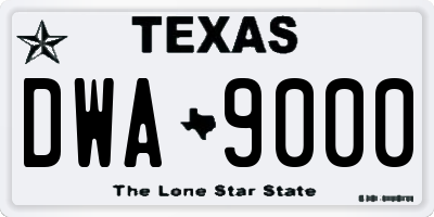 TX license plate DWA9000