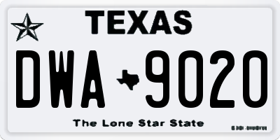 TX license plate DWA9020