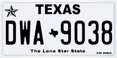 TX license plate DWA9038